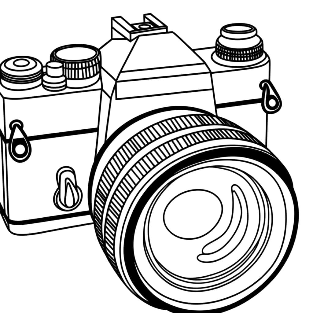 Coloriage Appareil photo reflex à imprimer et colorier