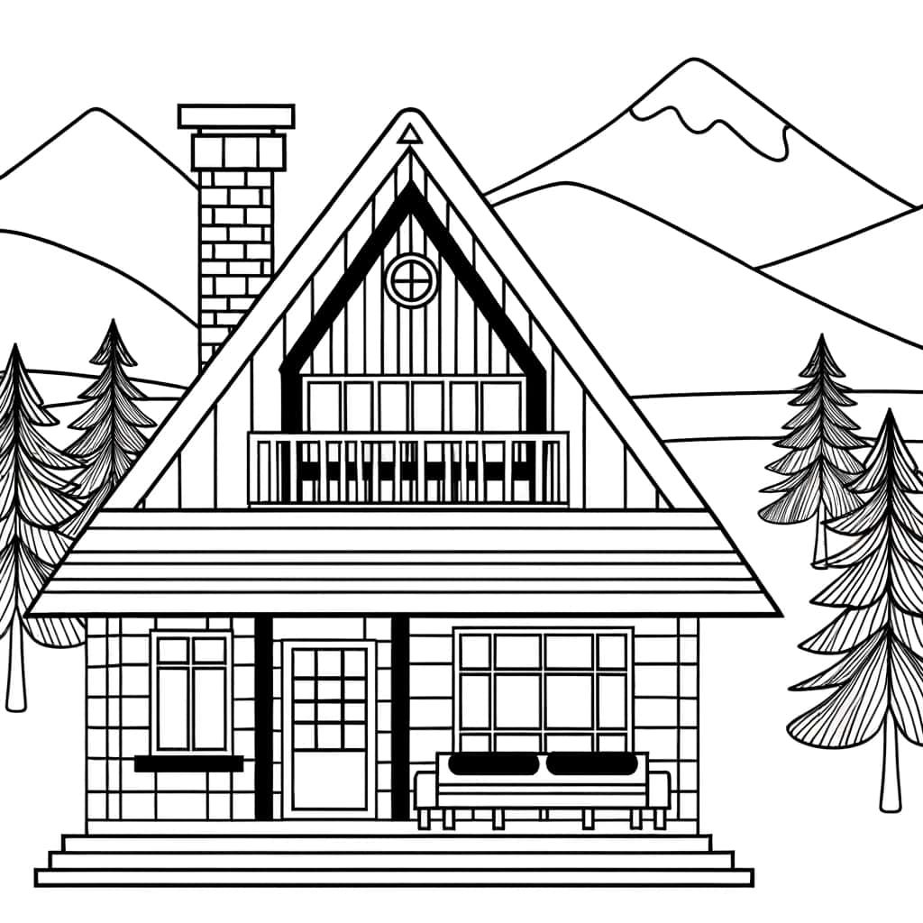 Coloriage Chalet de montagne à imprimer et colorier