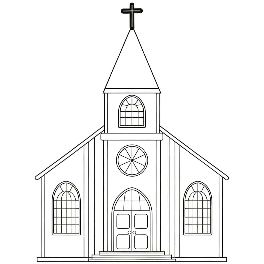 Coloriage Église catholique à imprimer et colorier