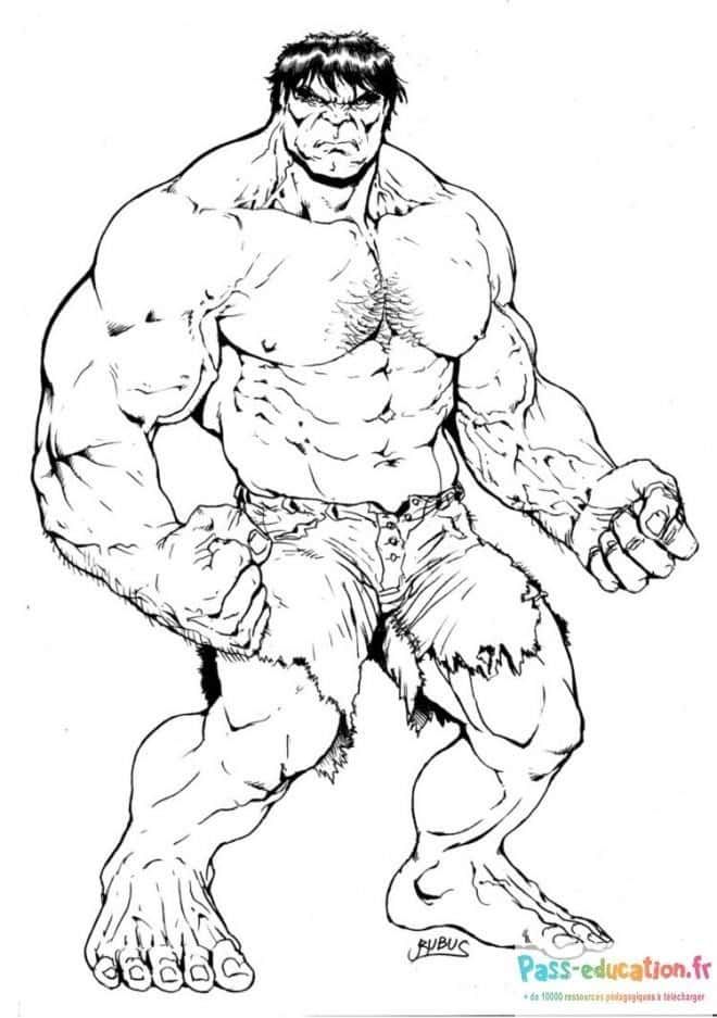 Coloriage Hulk musclé à imprimer et colorier