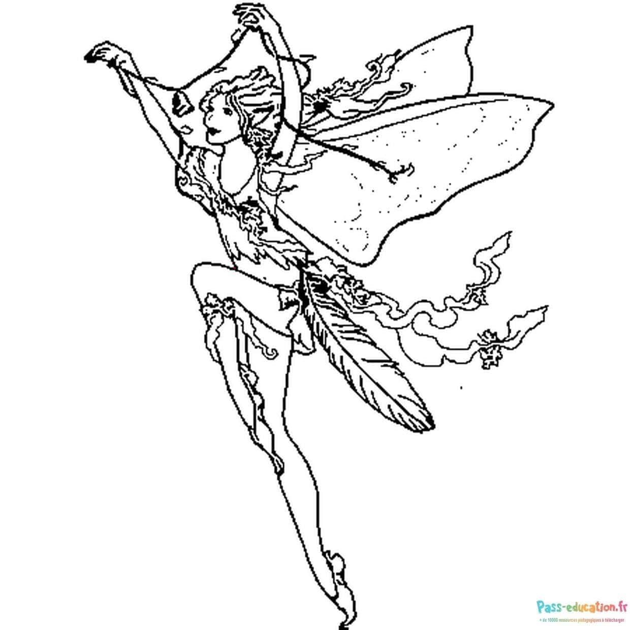Coloriage Fée élégante à imprimer et colorier