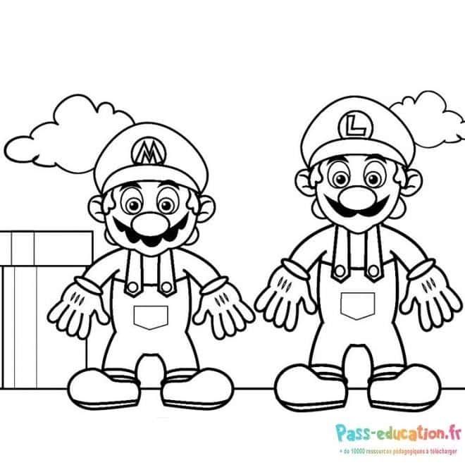 Coloriage Mario et Luigi à imprimer et colorier