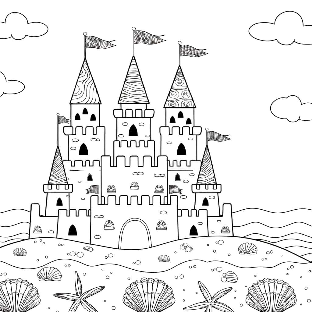 Coloriage Château de sable à imprimer et colorier