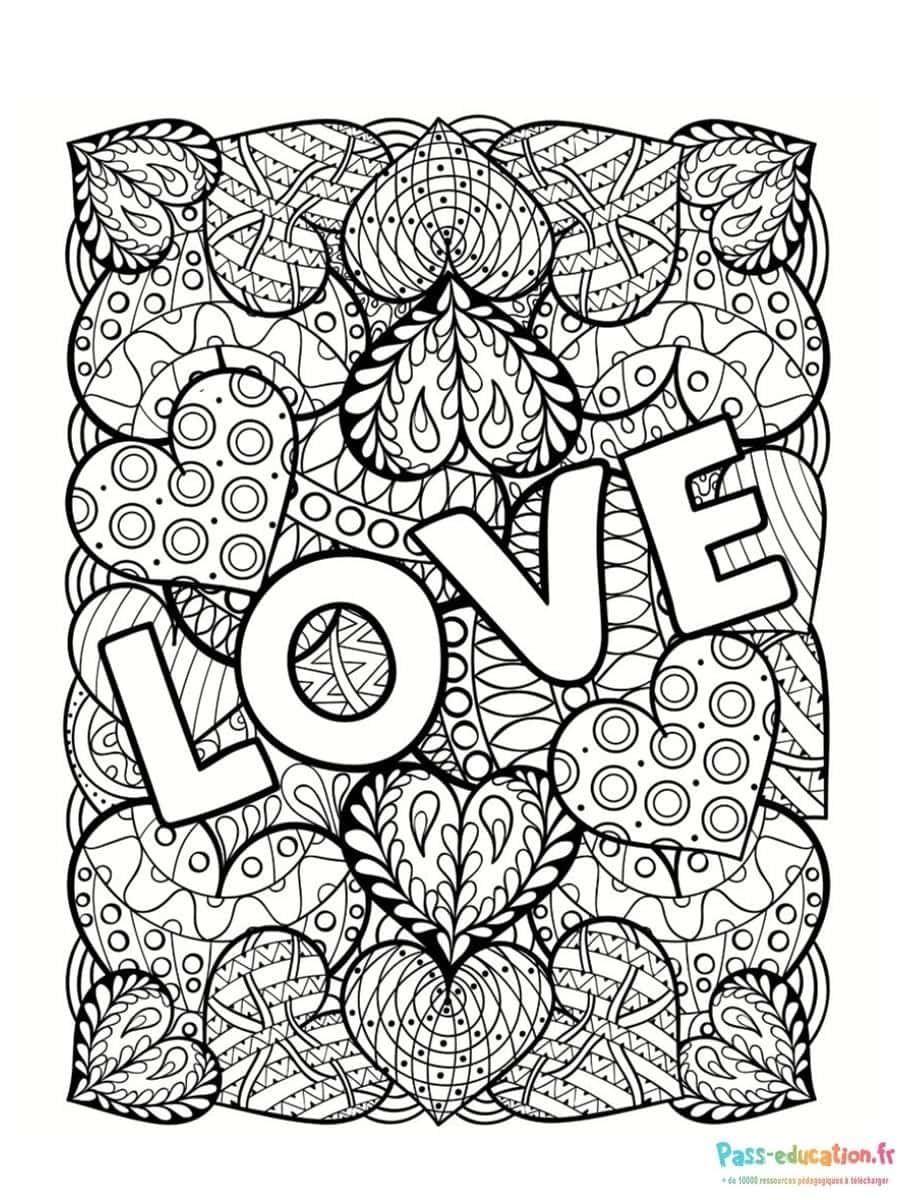 Coloriage Amour en Mandalas à imprimer et colorier