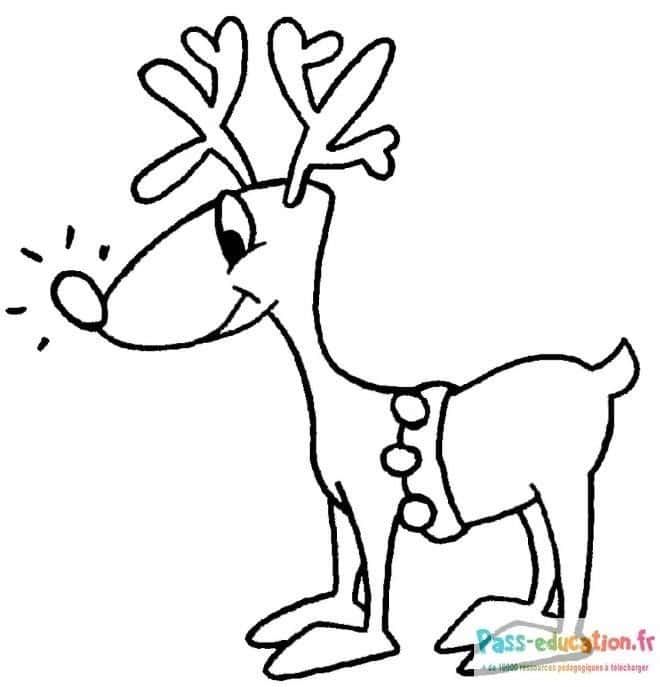 Coloriage Renne souriant à imprimer et colorier