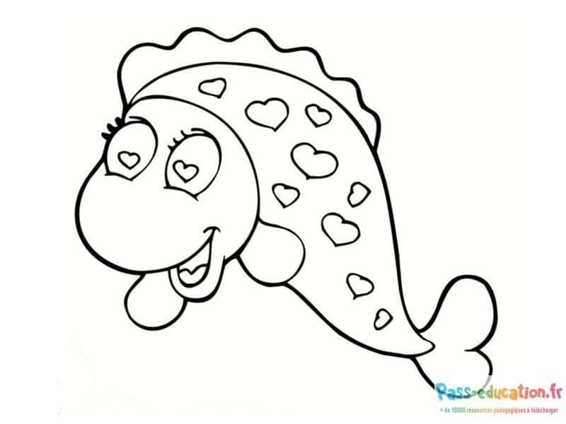 Coloriage Poisson amoureux à imprimer et colorier