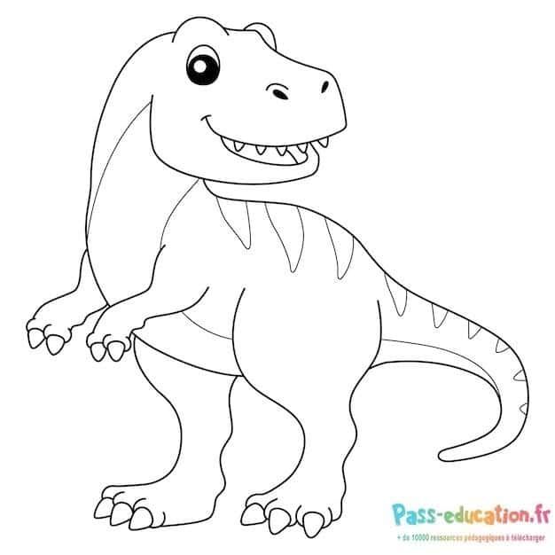 Coloriage Dinosaure souriant à imprimer et colorier