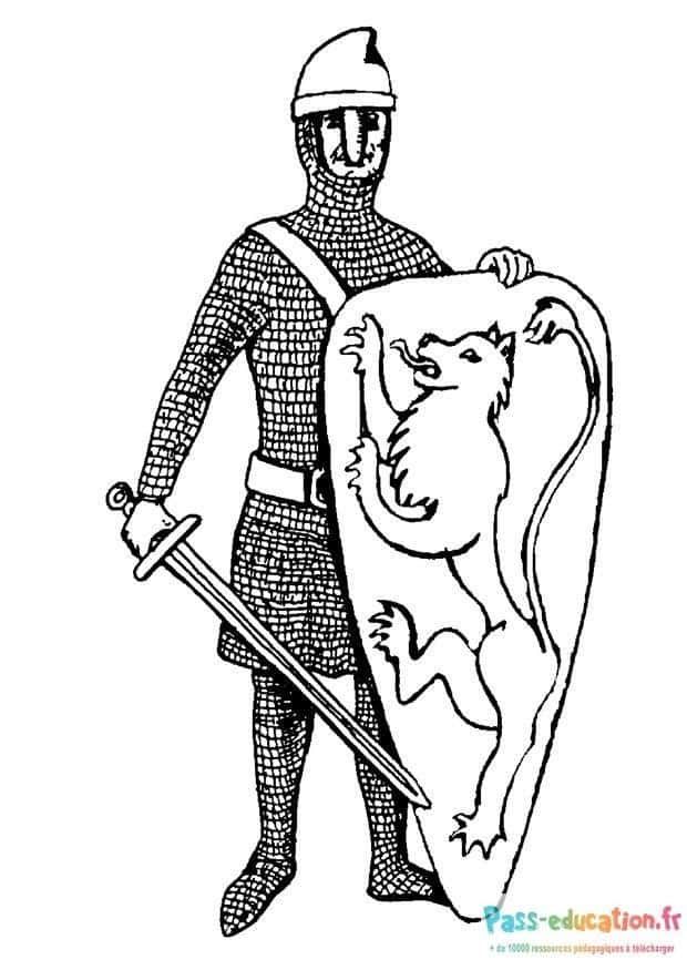 Coloriage Chevalier au bouclier à imprimer et colorier