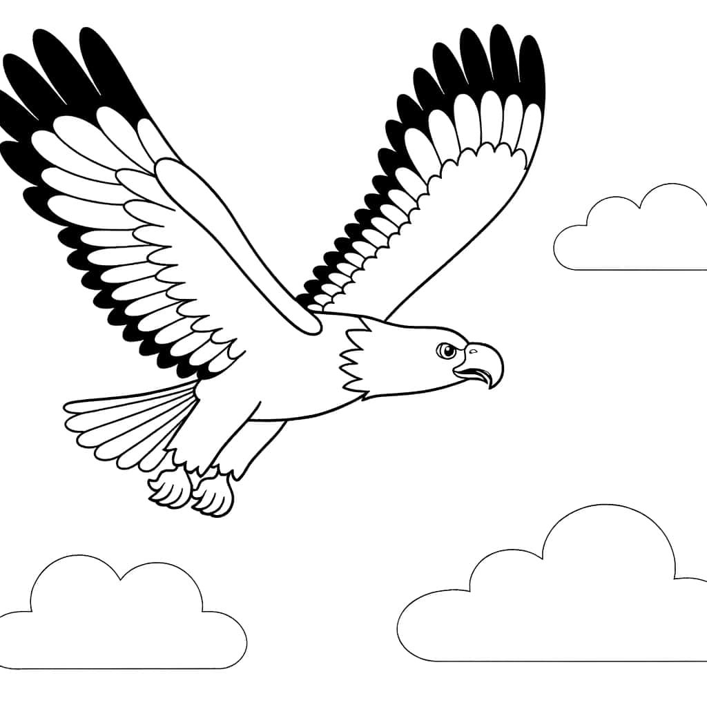 Coloriage Aigle en vol à imprimer et colorier