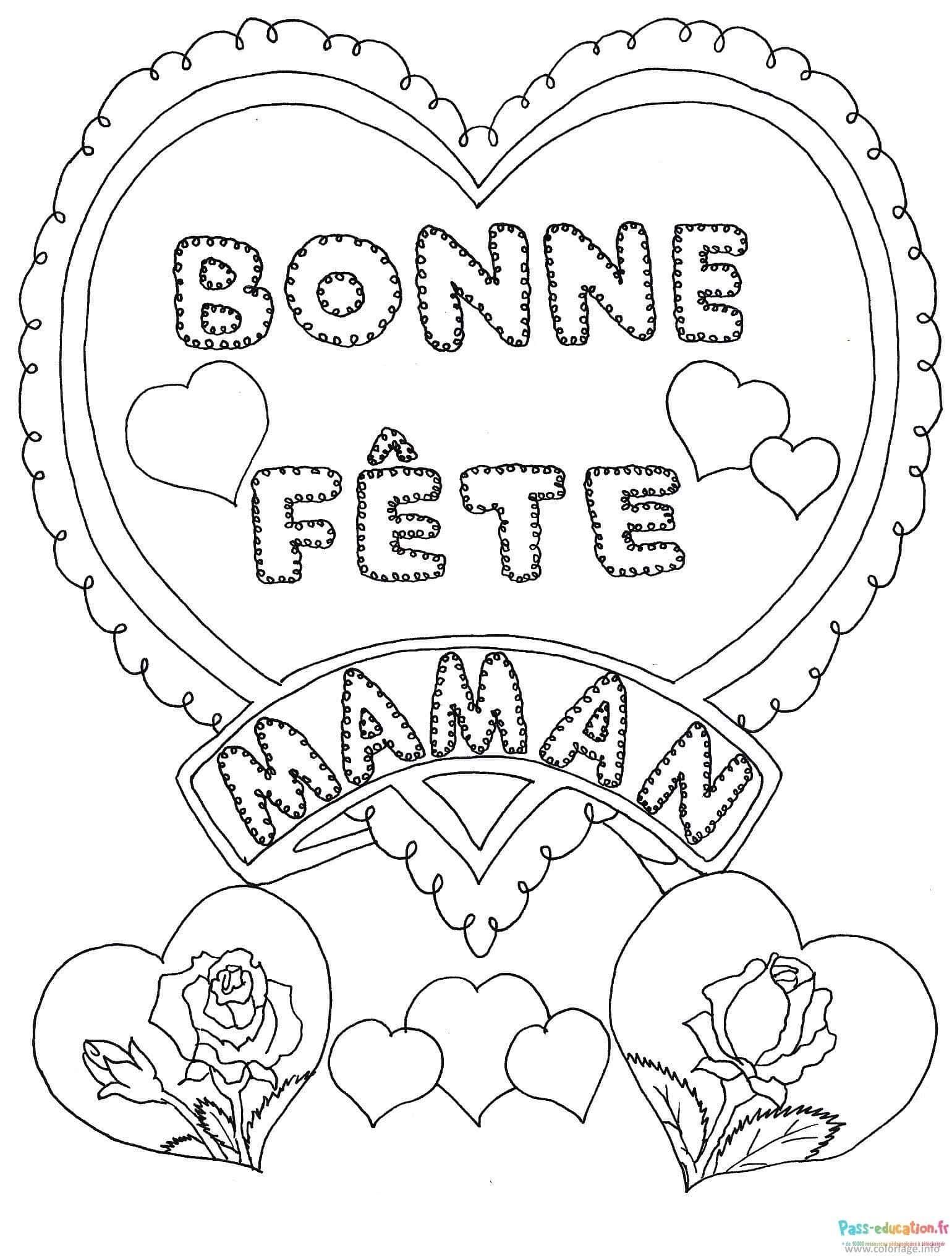 Coloriage Bonne Fête Maman à imprimer et colorier