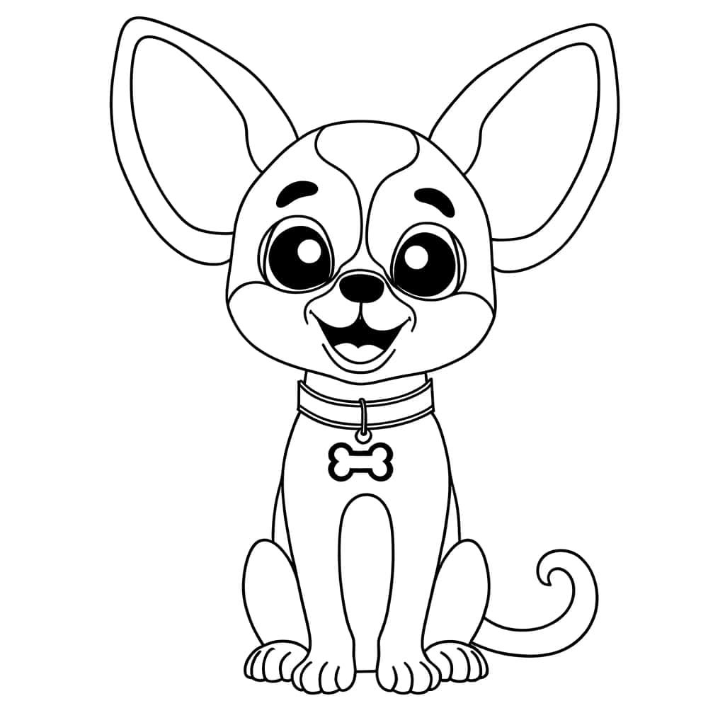 Coloriage Chihuahua souriant à imprimer et colorier