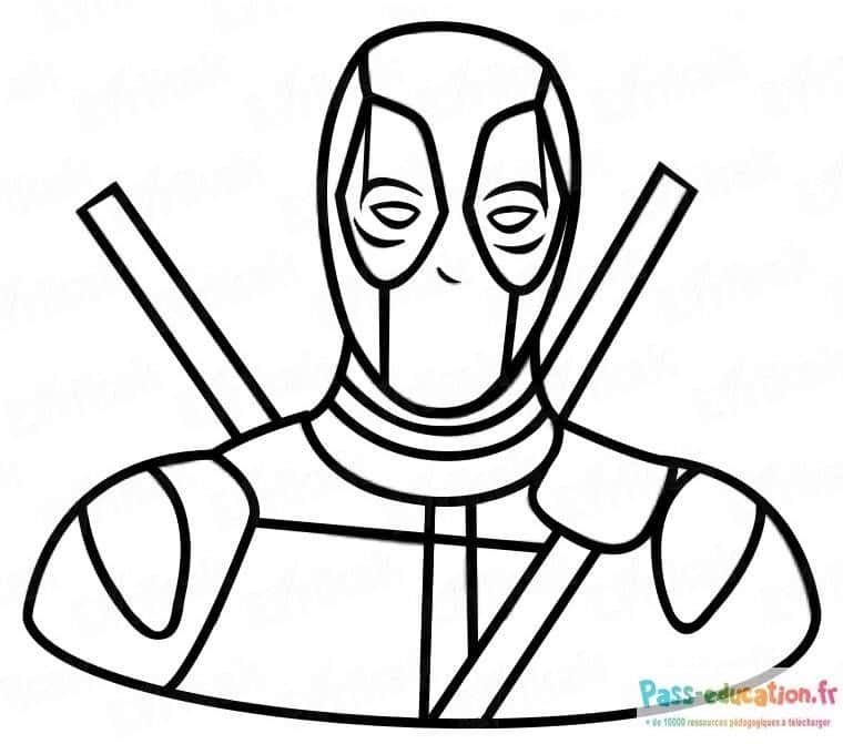 Coloriage Deadpool prêt au combat à imprimer et colorier