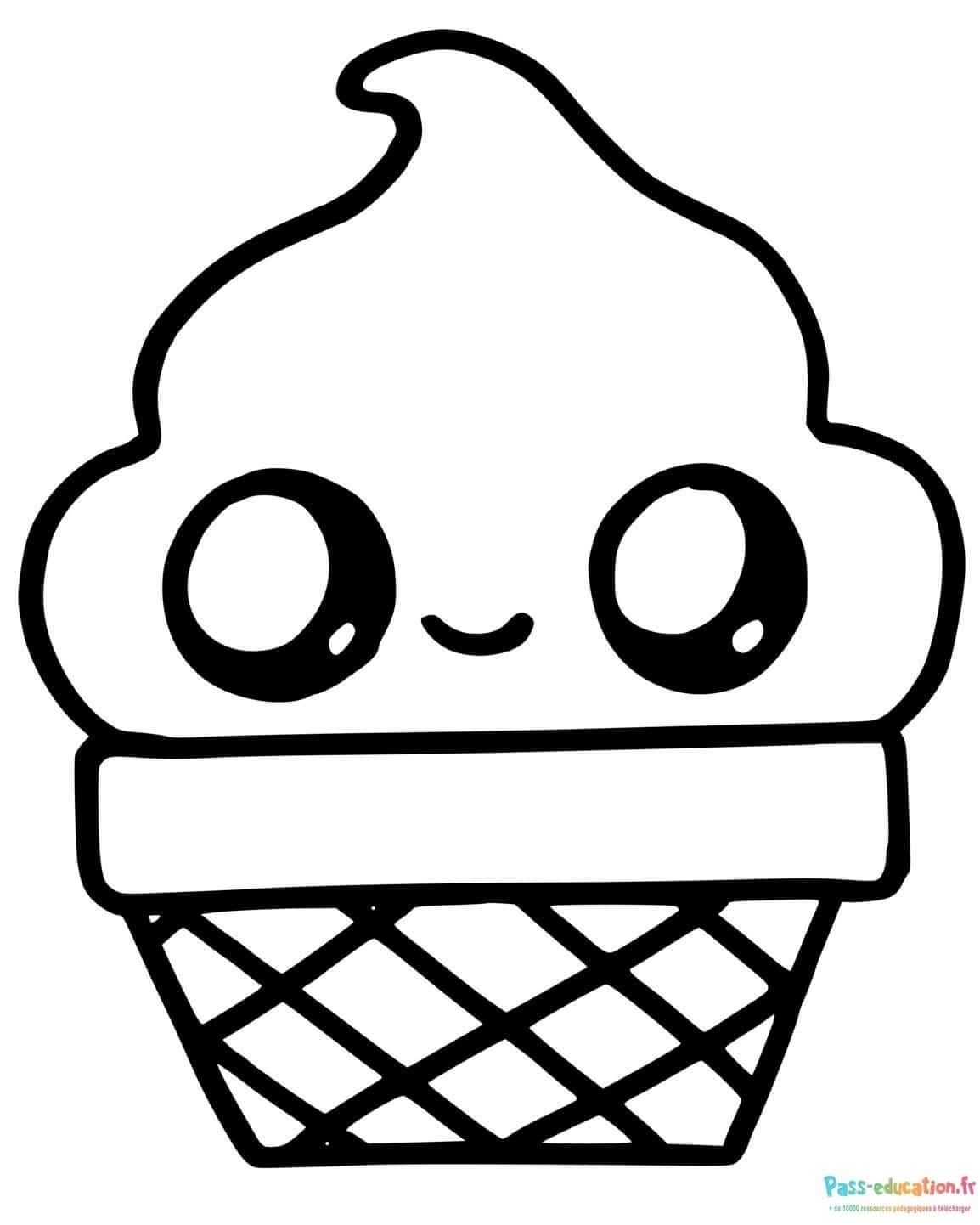 Coloriage Glaces kawaii à imprimer et colorier