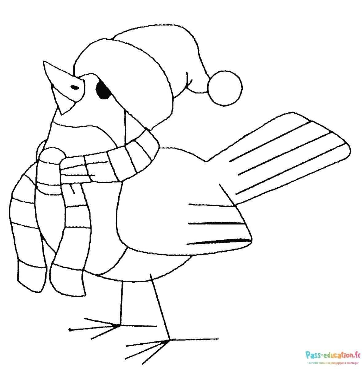 Coloriage Oiseau en hiver à imprimer et colorier