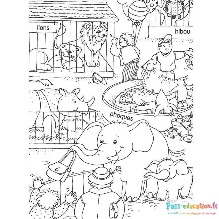Coloriage Zoo animé à imprimer et colorier