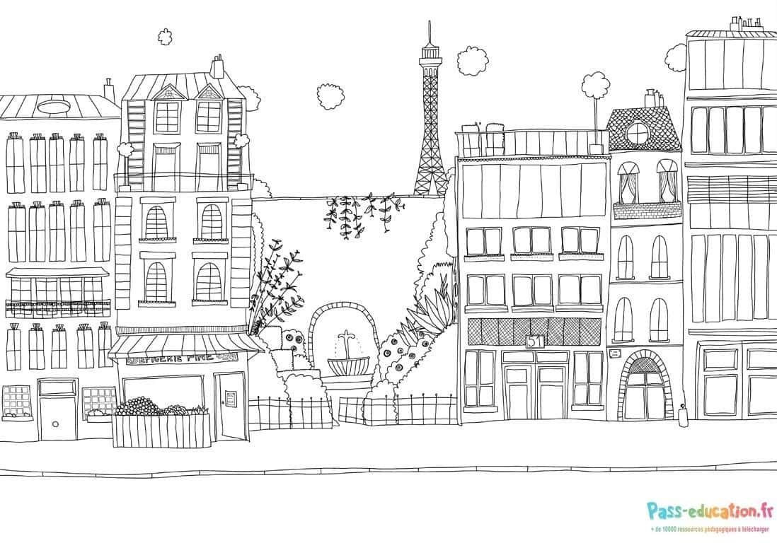 Coloriage Paris en ligne à imprimer et colorier
