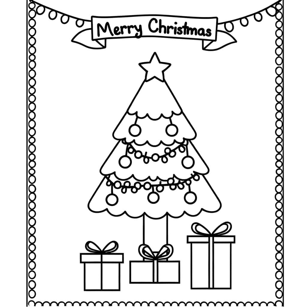 Coloriage Arbre de Noël décoré à imprimer et colorier