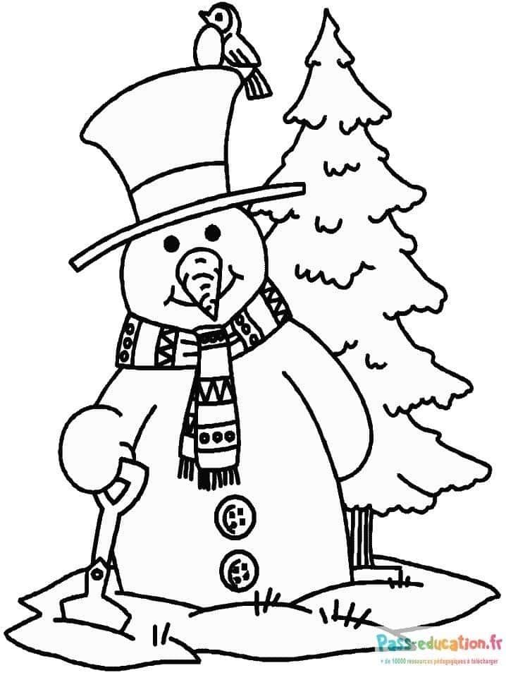 Coloriage Bonhomme de neige à imprimer et colorier