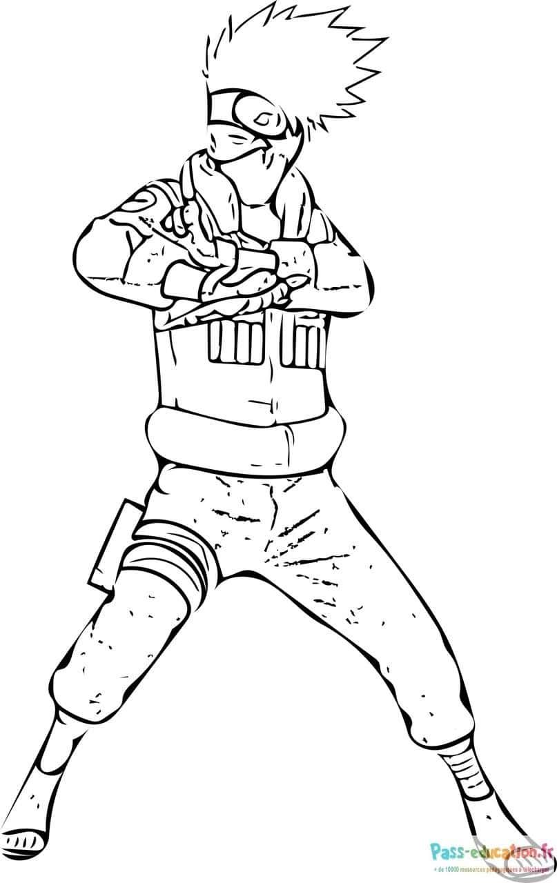 Coloriage Kakashi en action à imprimer et colorier