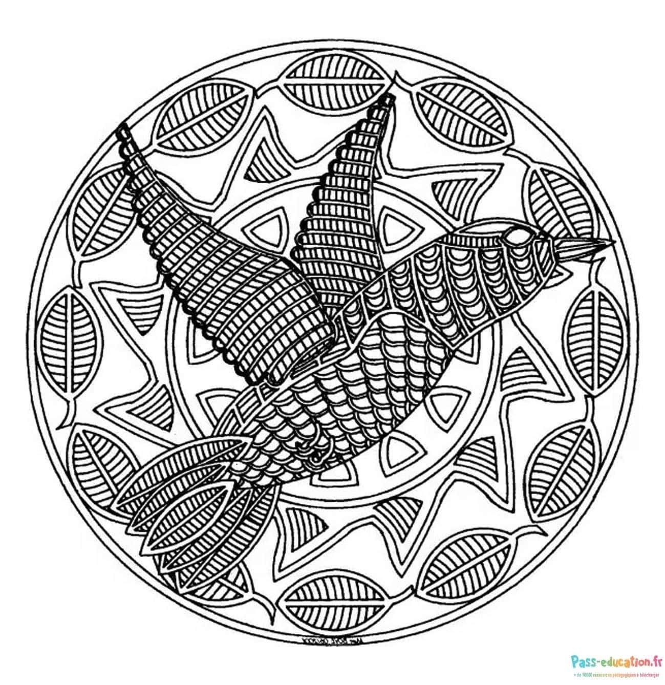 Coloriage Mandala animalier à imprimer et colorier