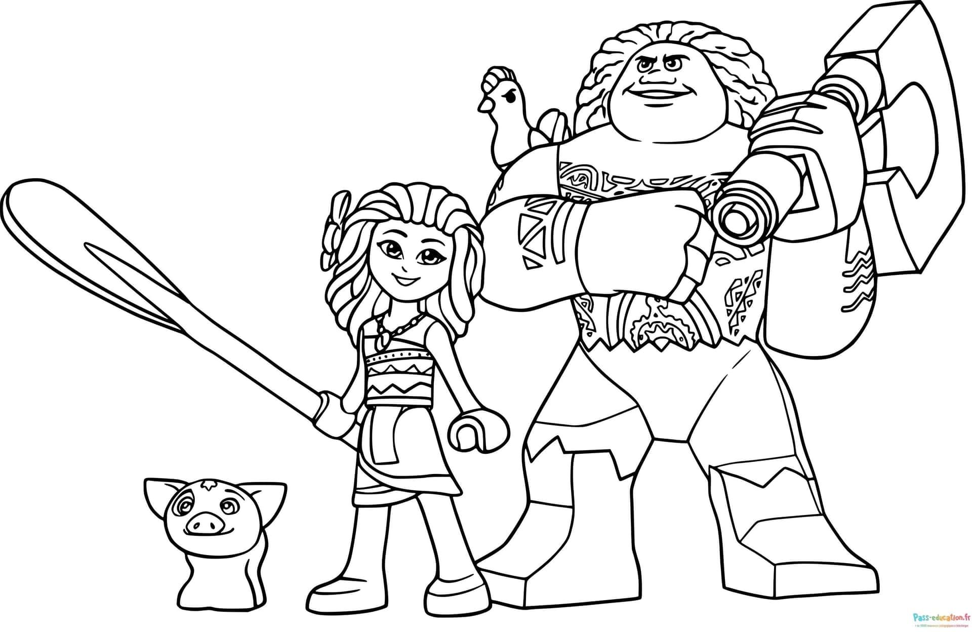 Coloriage Trio polynésien à imprimer et colorier