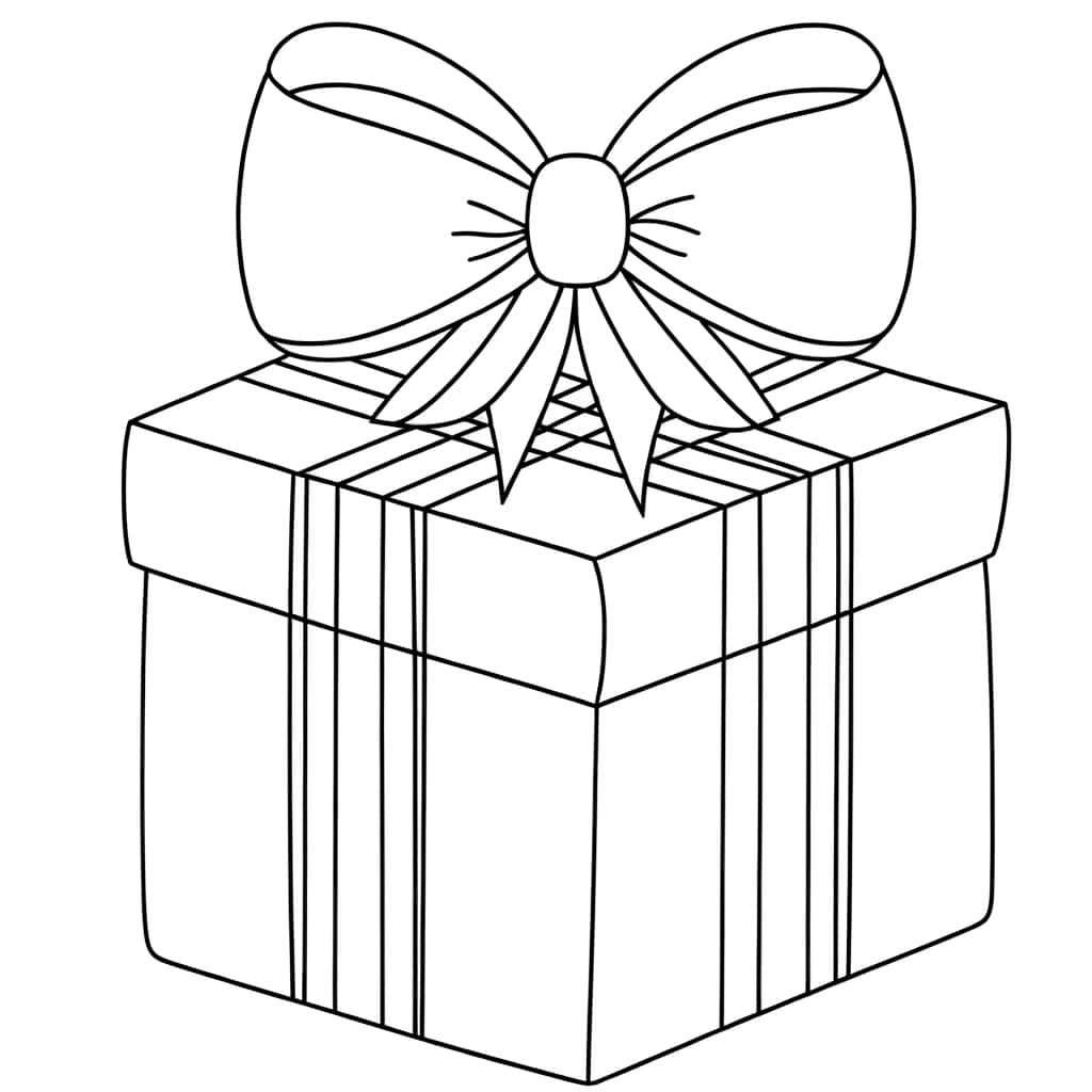 Coloriage Cadeau avec nœud à imprimer et colorier
