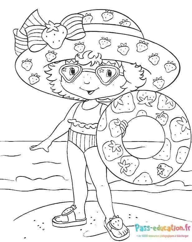 Coloriage Petite fille à la plage à imprimer et colorier