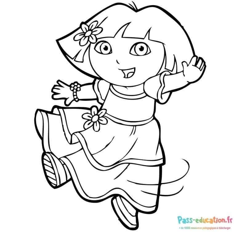 Coloriage Dessin fillette joyeuse à imprimer et colorier