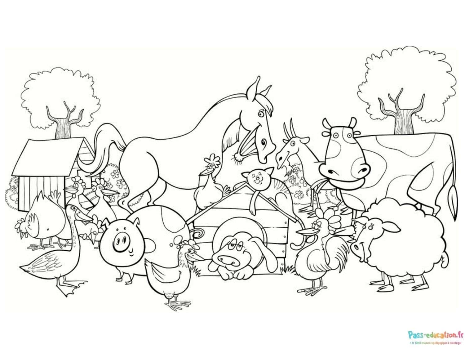 Coloriage Ferme animée à imprimer et colorier
