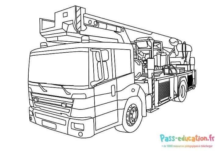 Coloriage Camion de pompier à imprimer et colorier