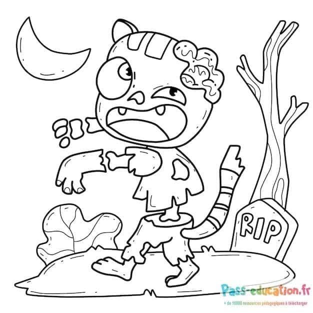 Coloriage Zombie en promenade à imprimer et colorier