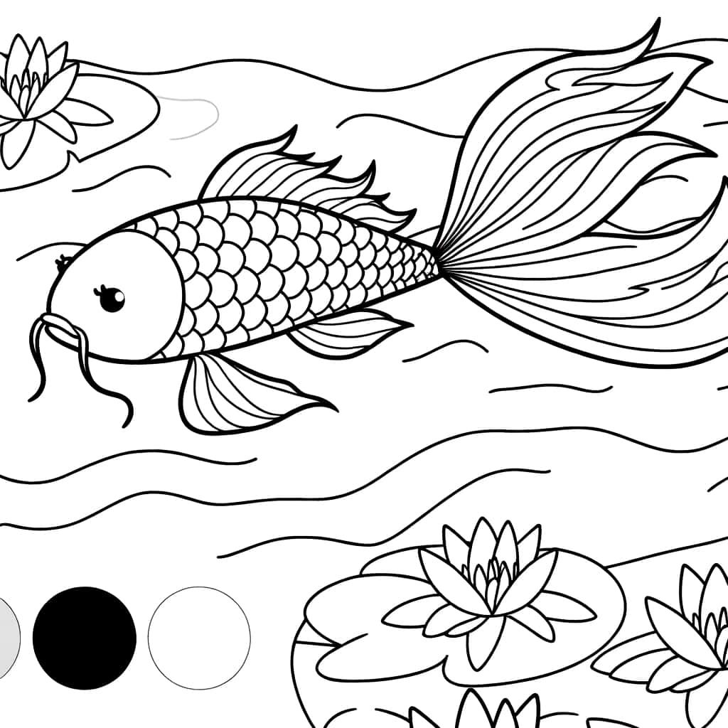 Coloriage Carpe Koi à imprimer et colorier