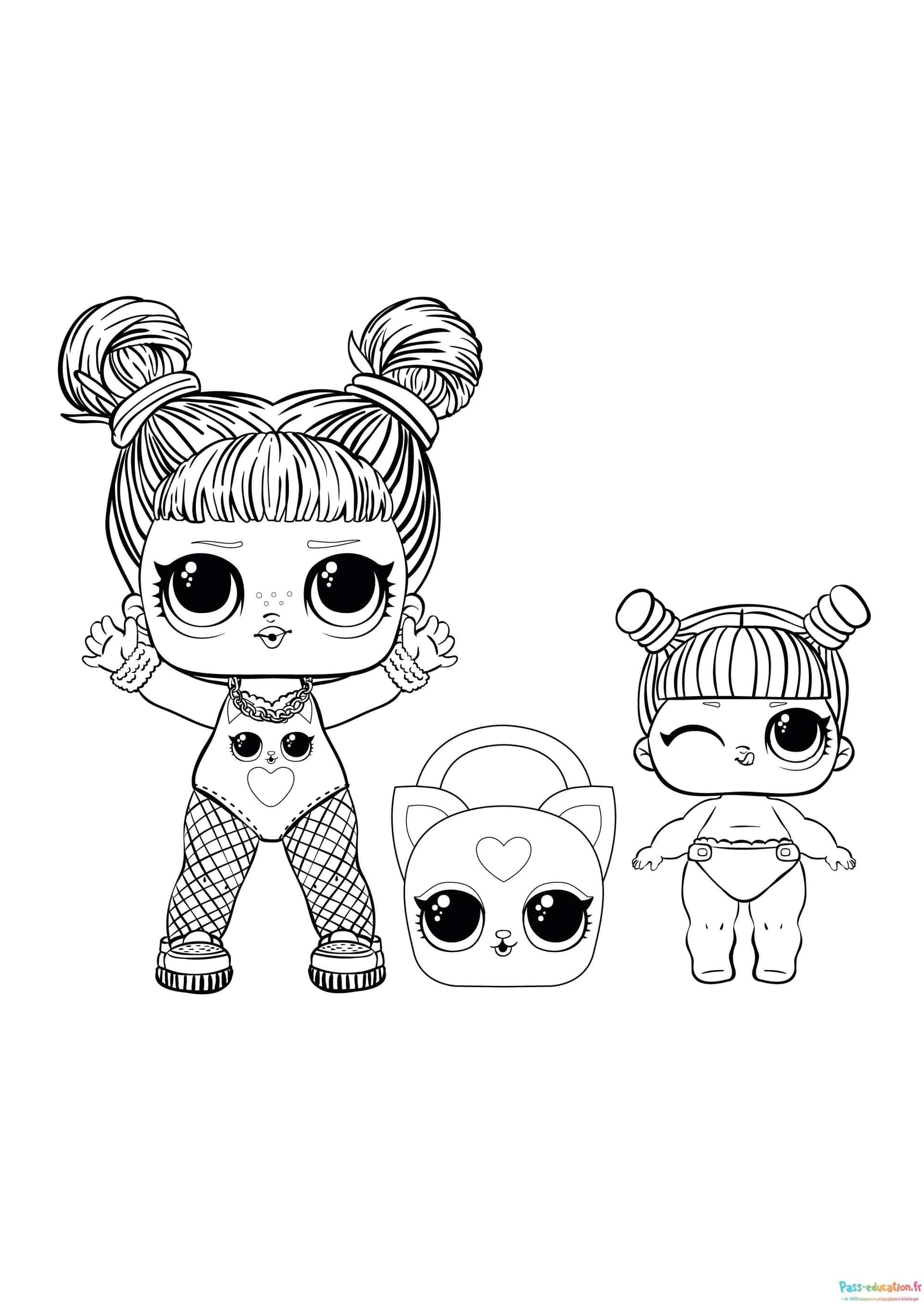 Coloriage Poupées et animal LOL à imprimer et colorier