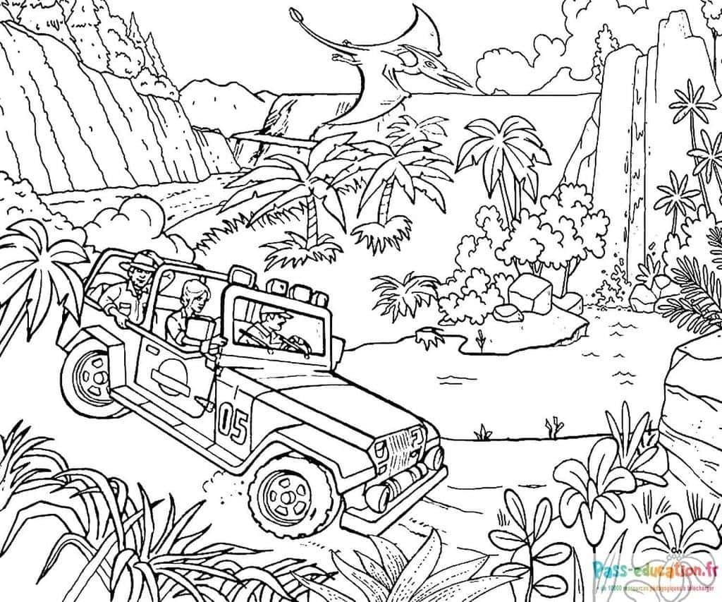 Coloriage Aventure Jurassique à imprimer et colorier