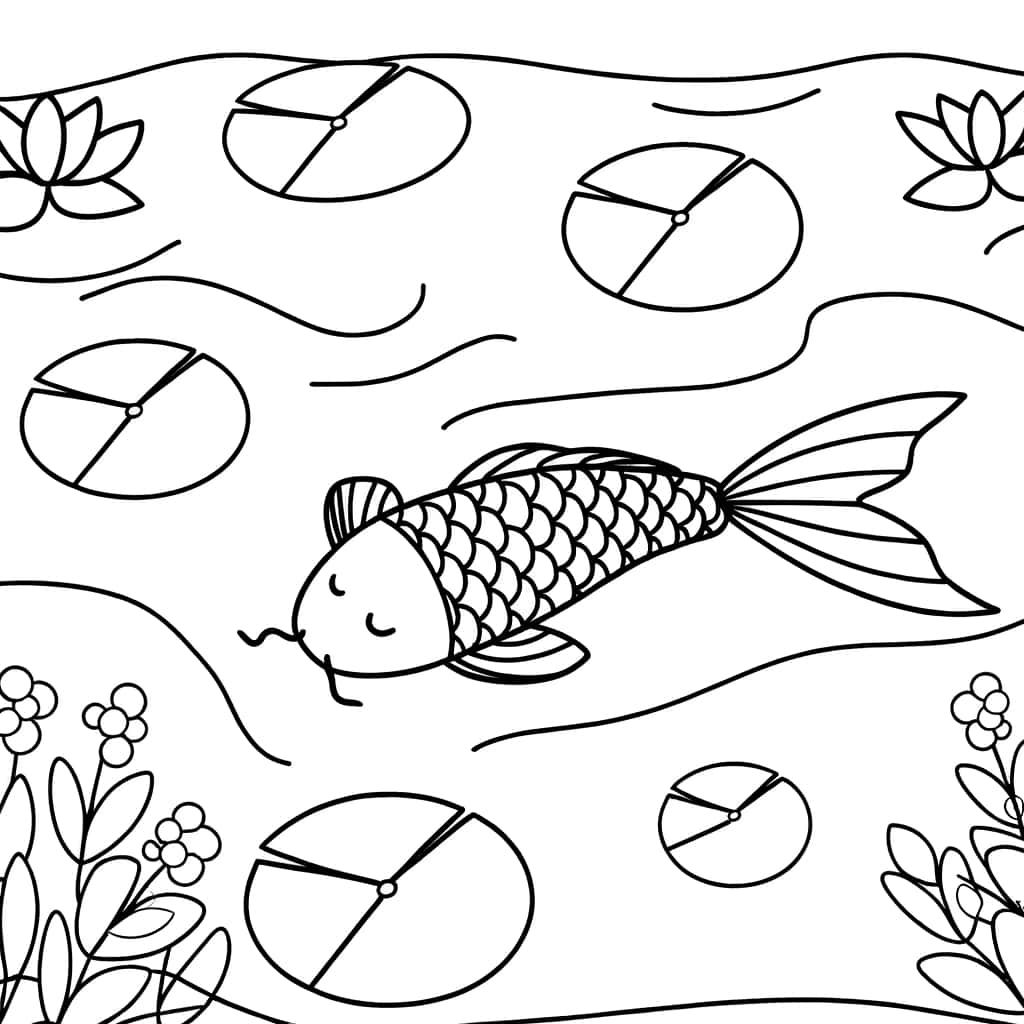 Coloriage Carpe Koi à imprimer et colorier