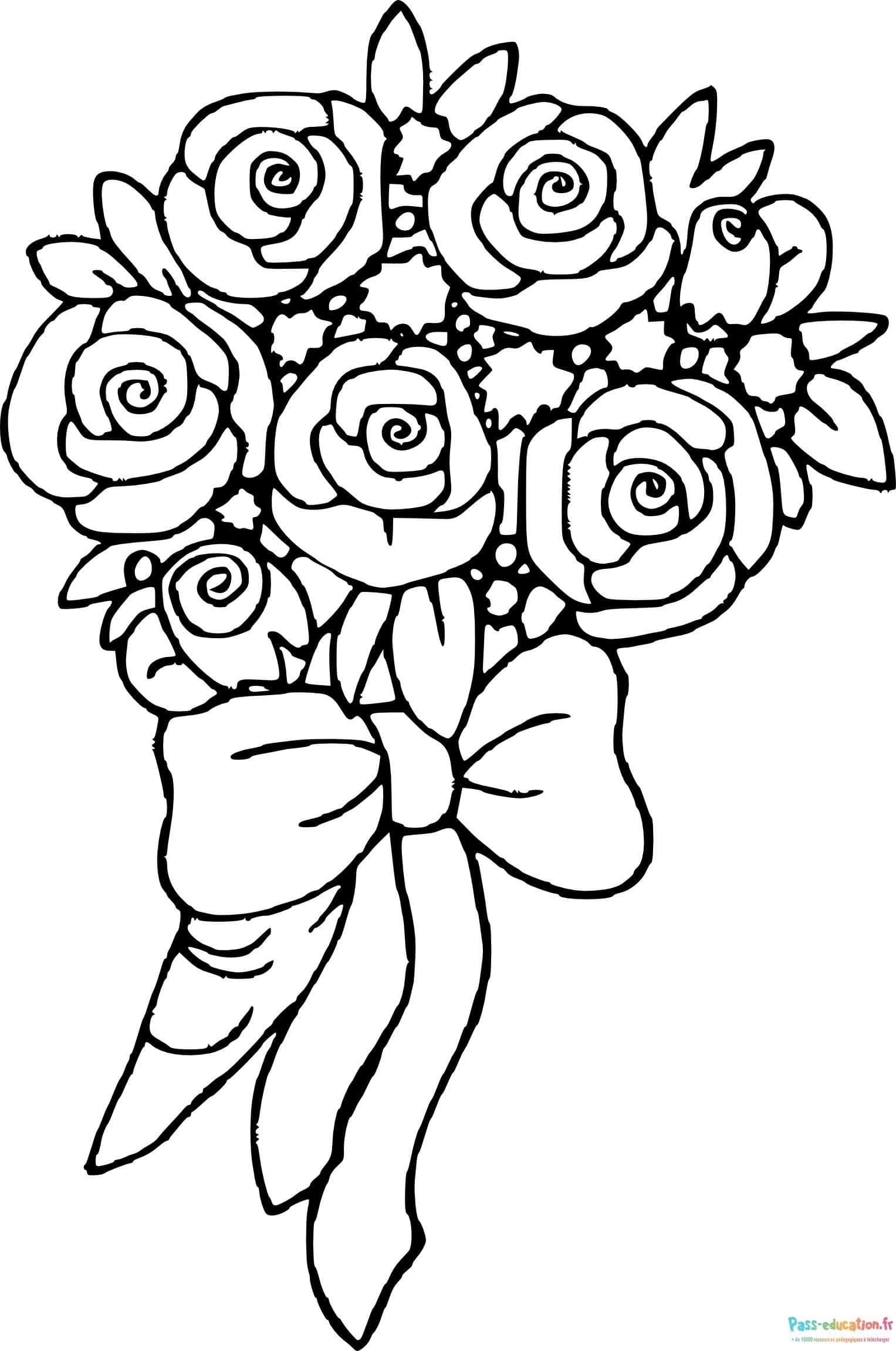 Coloriage Bouquet de roses à imprimer et colorier