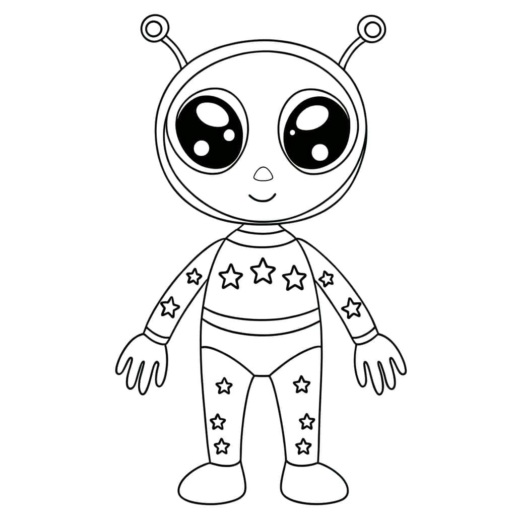 Coloriage Alien mignon à imprimer et colorier