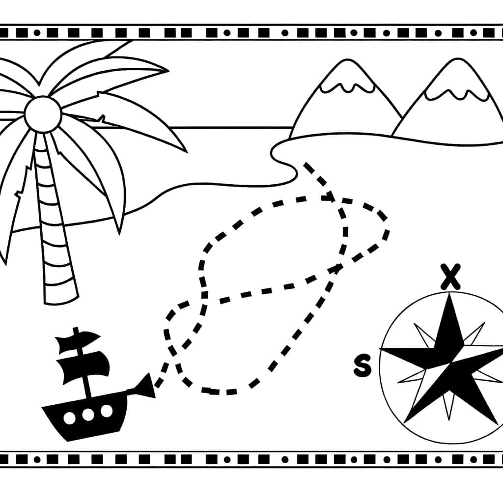 Coloriage Carte au trésor à imprimer et colorier