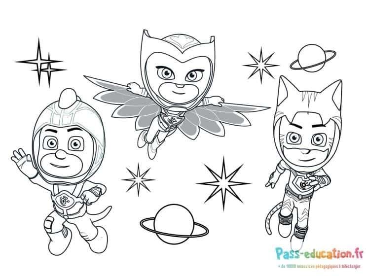 Coloriage Pyjamasques en action à imprimer et colorier
