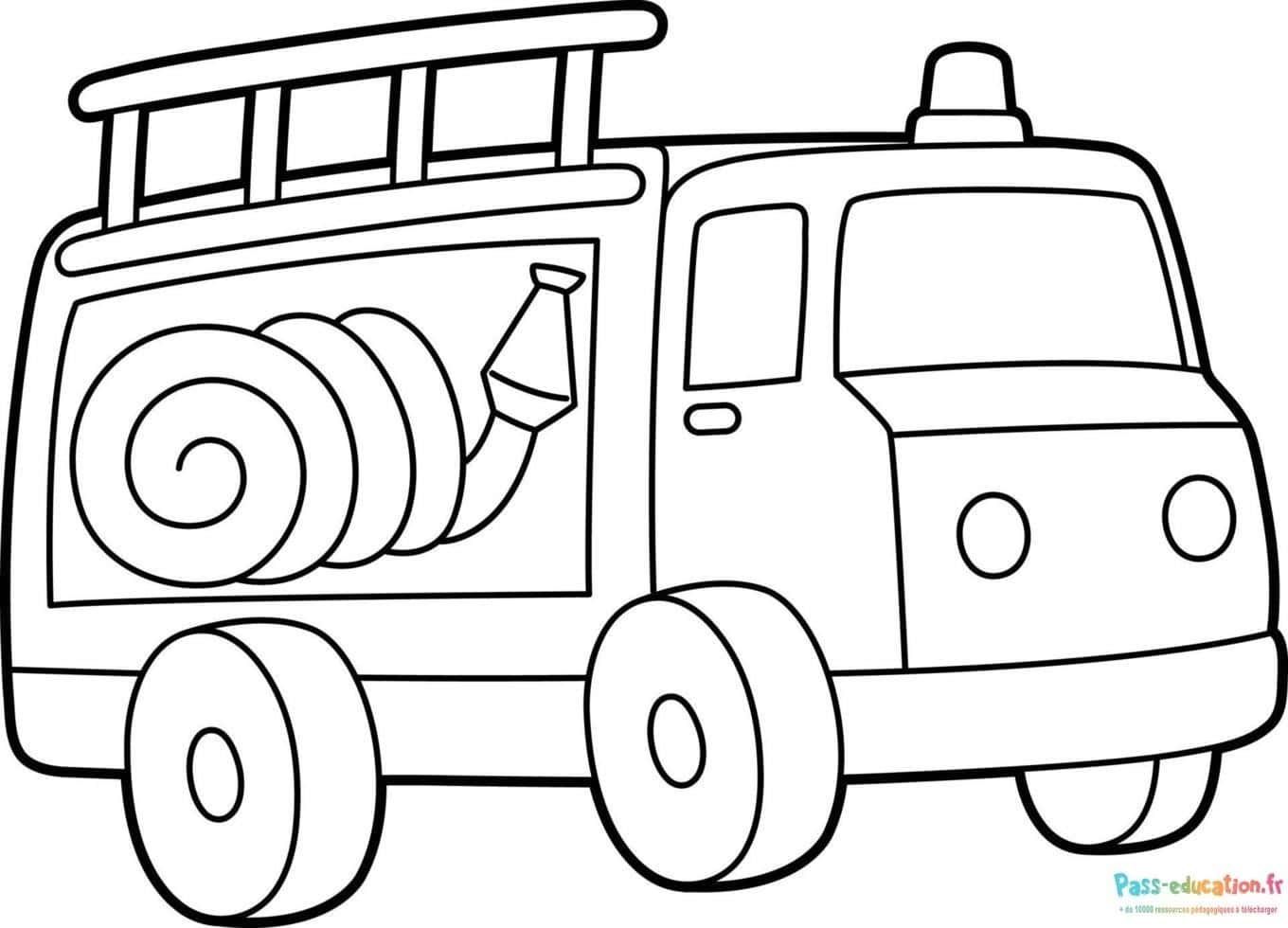 Coloriage Camion de pompier à imprimer et colorier