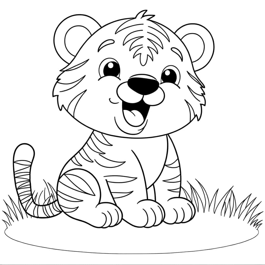 Coloriage Tigre joyeux à imprimer et colorier
