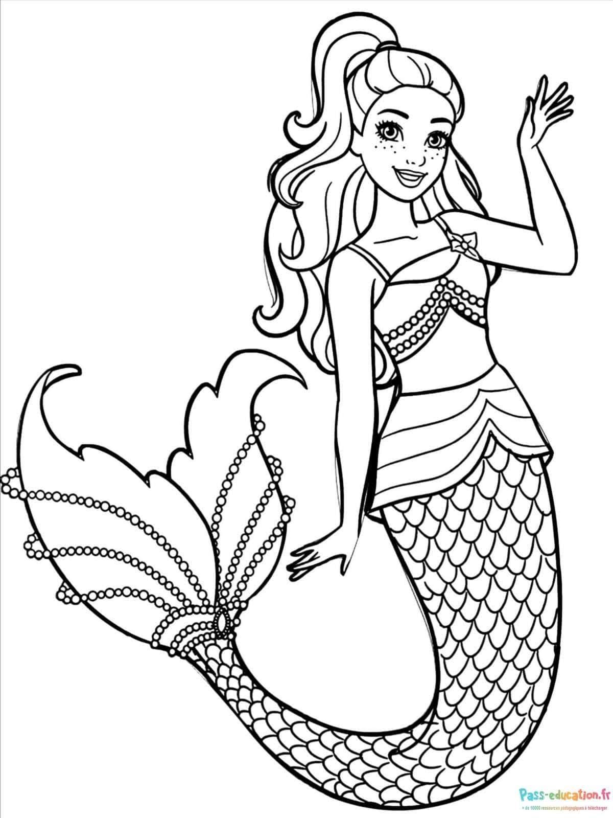 Coloriage Sirène joyeuse à imprimer et colorier