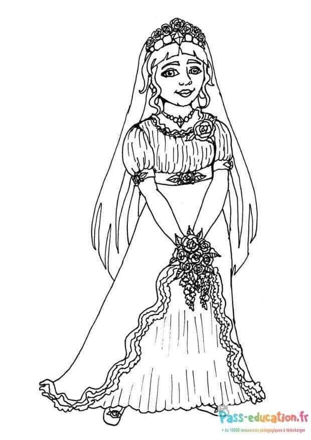 Coloriage Mariée élégante à imprimer et colorier