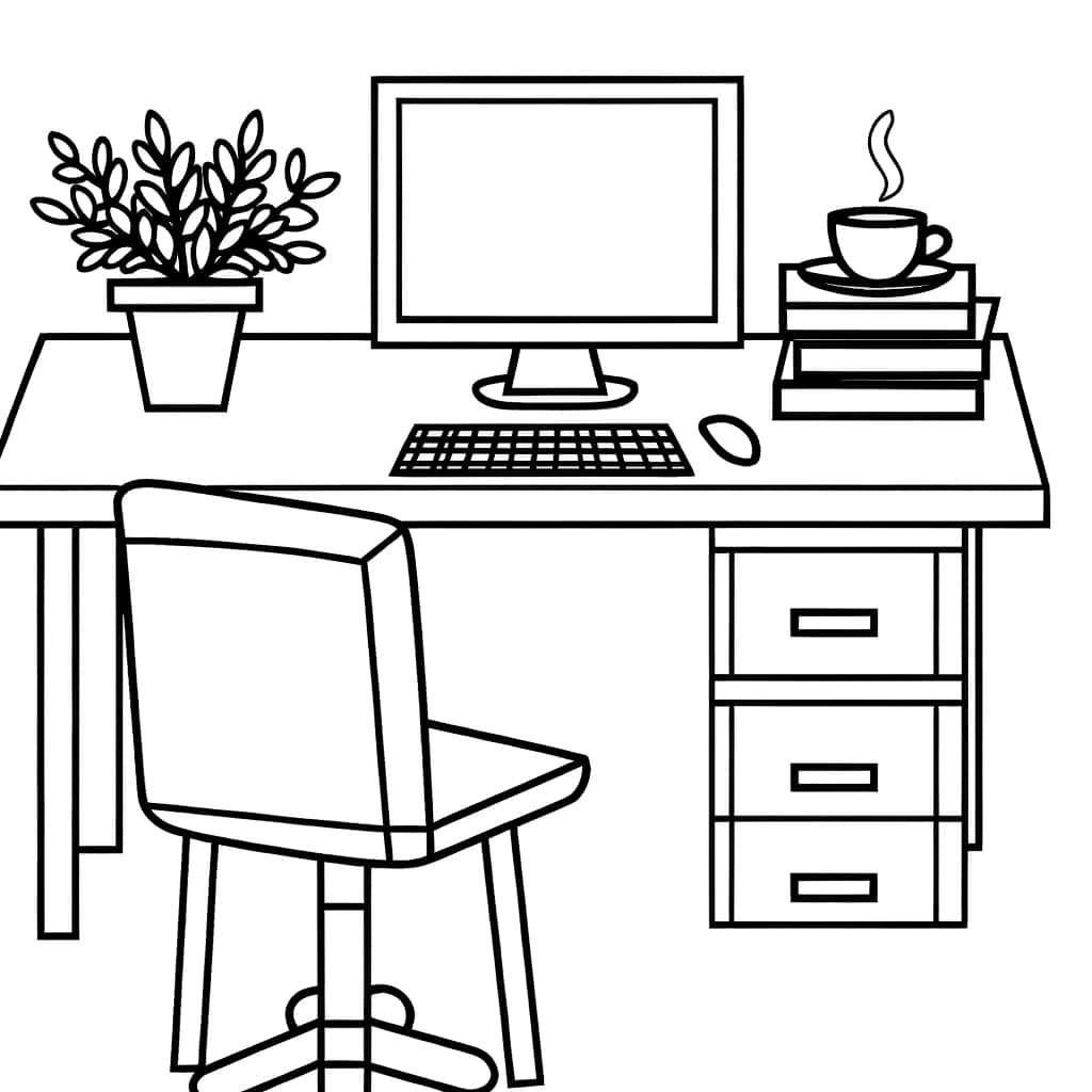 Coloriage Bureau moderne à imprimer et colorier