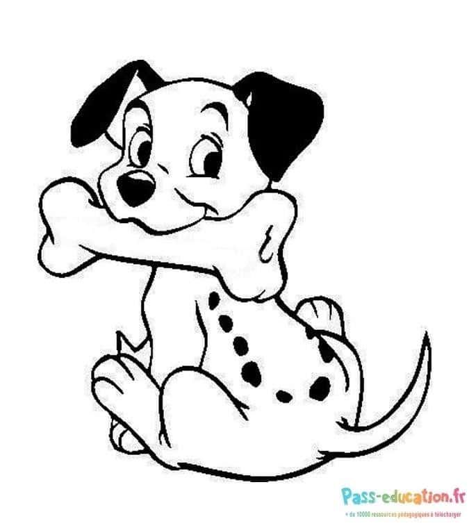Coloriage Chiot avec os à imprimer et colorier