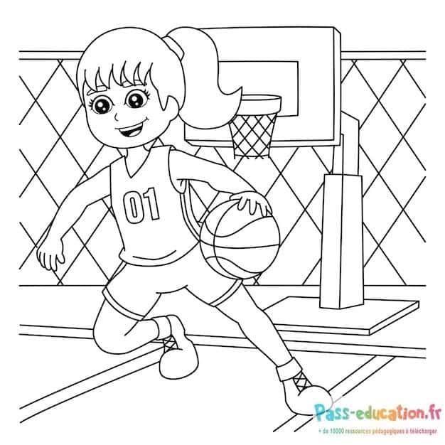 Coloriage Joueuse de basketball à imprimer et colorier