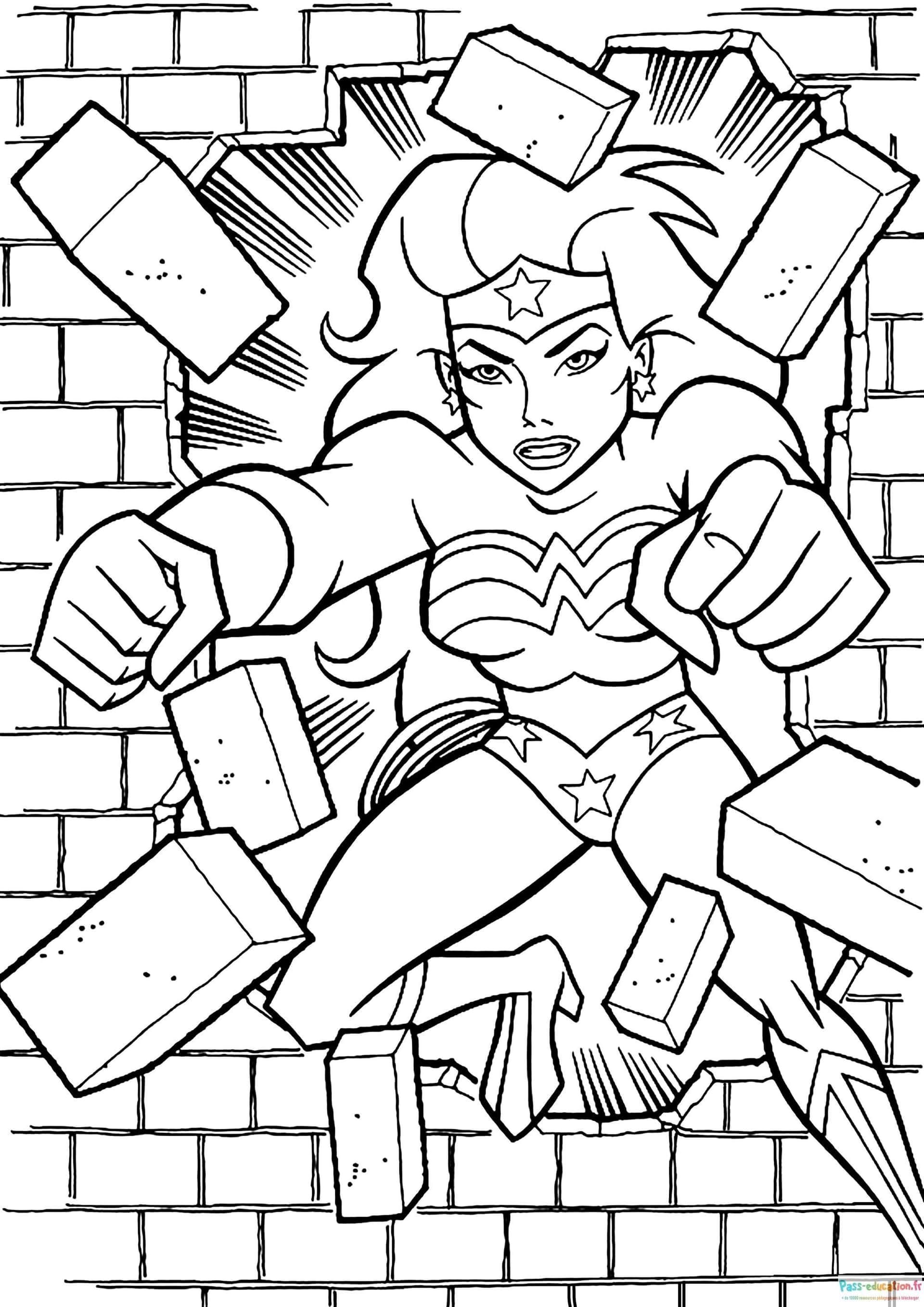 Coloriage Super-héroïne force à imprimer et colorier