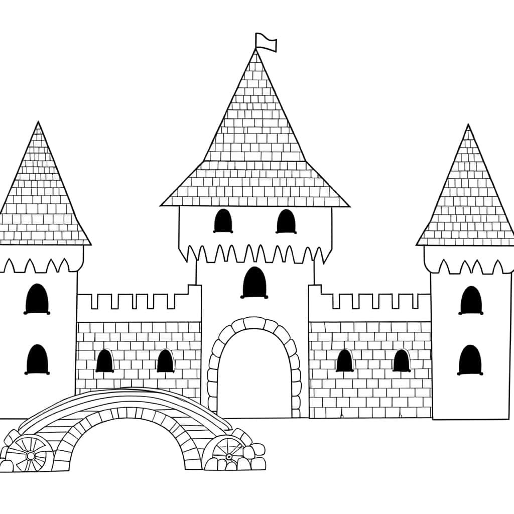 Coloriage Château médiéval à imprimer et colorier
