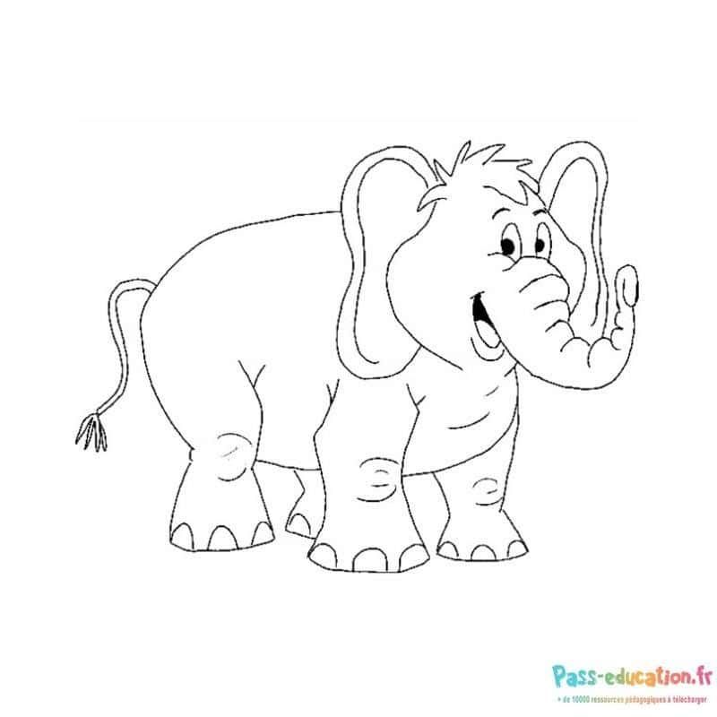 Coloriage Éléphant heureux à imprimer et colorier
