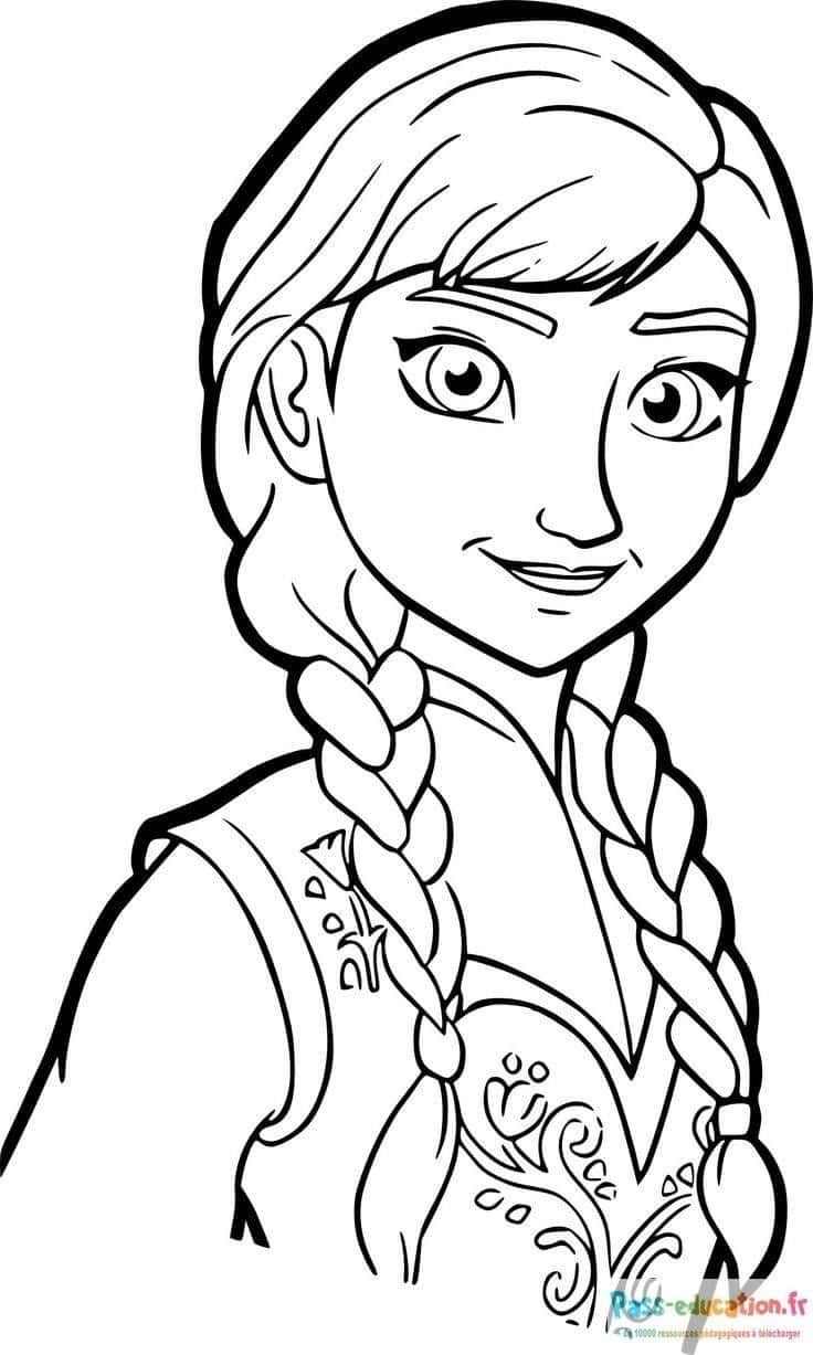 Coloriage Anna de profil à imprimer et colorier